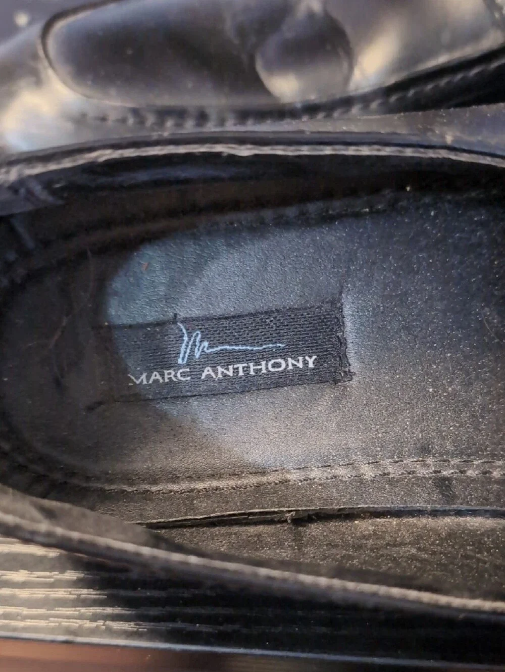 Marc Anthony Black Leather Slip-On Loafers with Metal Bit
